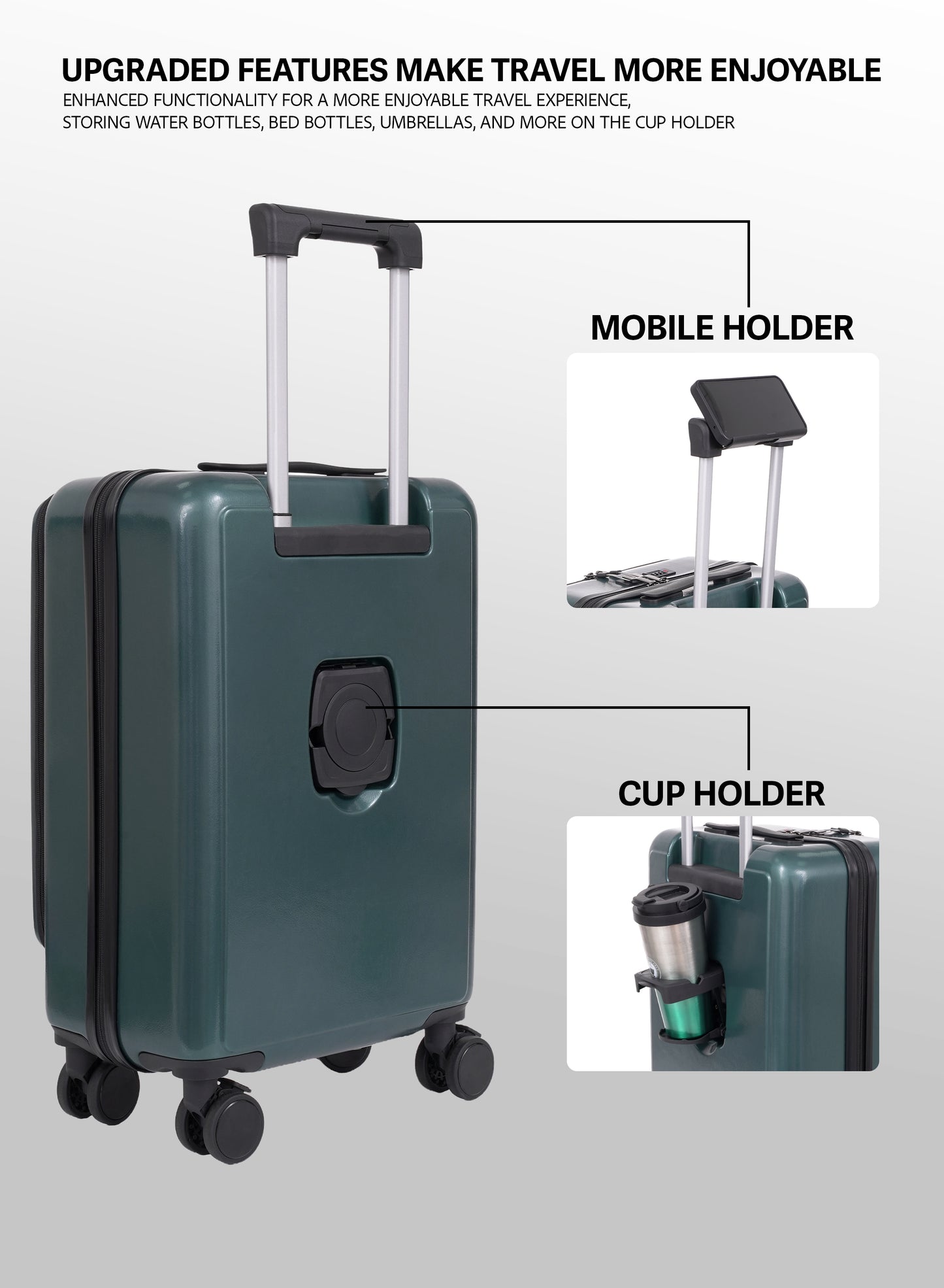 Parajohn Front Open Cabin Size 20 inches luggage with Premium ABS Material- 55 cms carrying 10kg|8 Wheels Hard Sided Trolley