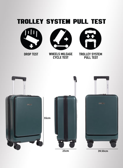 Parajohn Front Open Cabin Size 20 inches luggage with Premium ABS Material- 55 cms carrying 10kg|8 Wheels Hard Sided Trolley