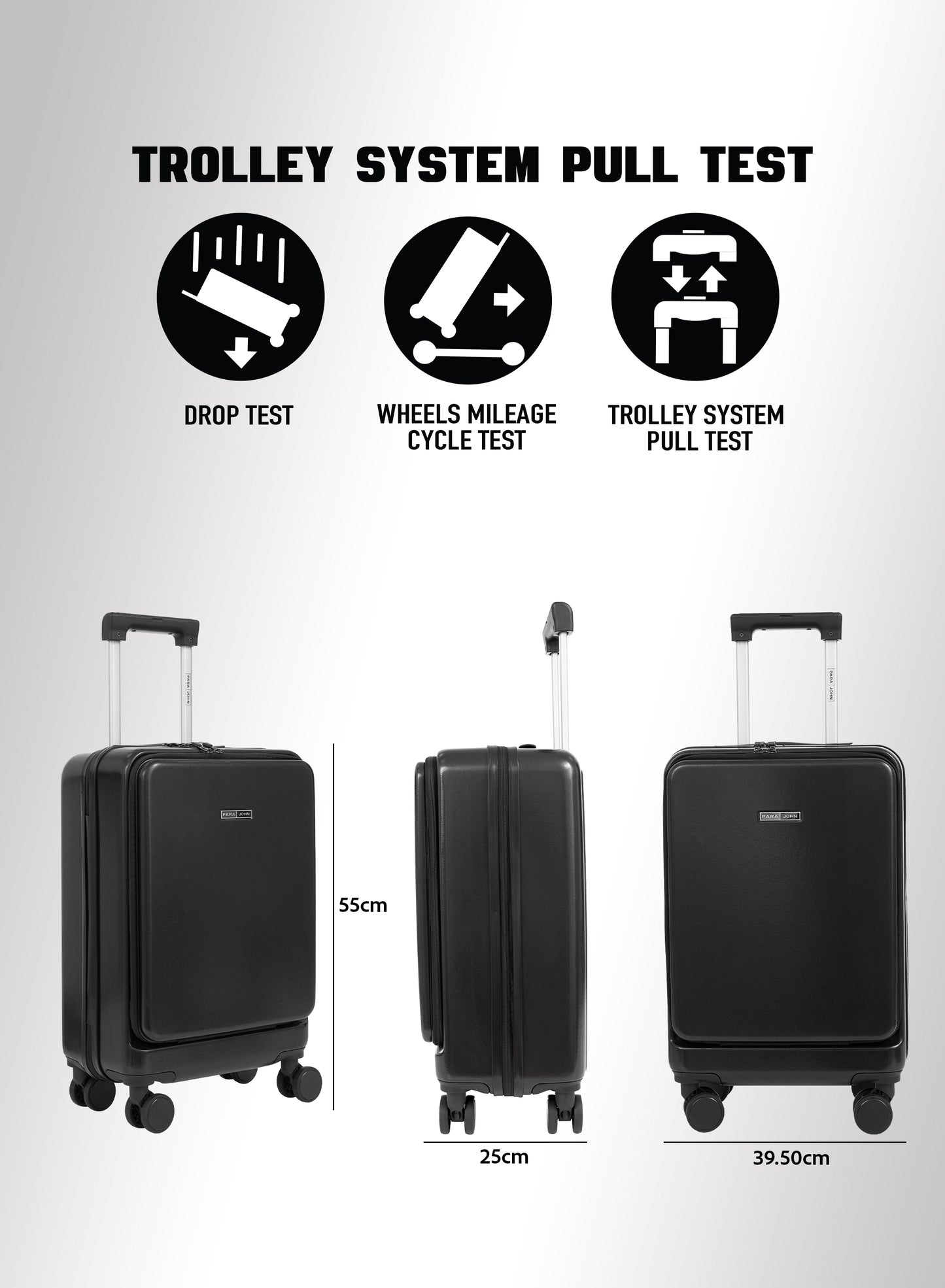 Parajohn Front Open Cabin Size 20 inches luggage with Premium ABS Material- 55 cms carrying 10kg|8 Wheels Hard Sided Trolley