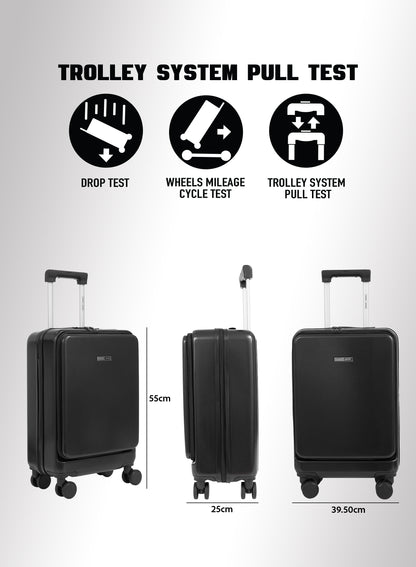 Parajohn Front Open Cabin Size 20 inches luggage with Premium ABS Material- 55 cms carrying 10kg|8 Wheels Hard Sided Trolley