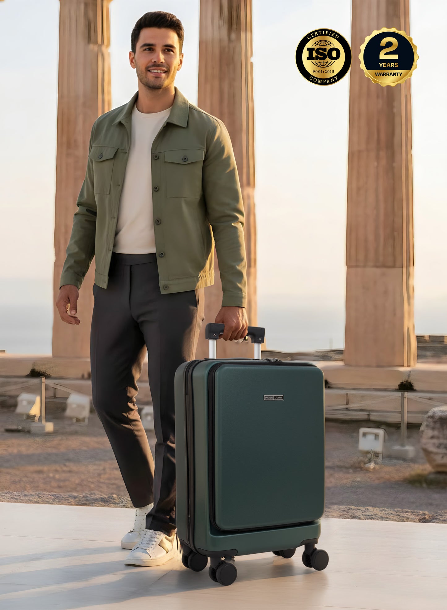 Parajohn Front Open Cabin Size 20 inches luggage with Premium ABS Material- 55 cms carrying 10kg|8 Wheels Hard Sided Trolley