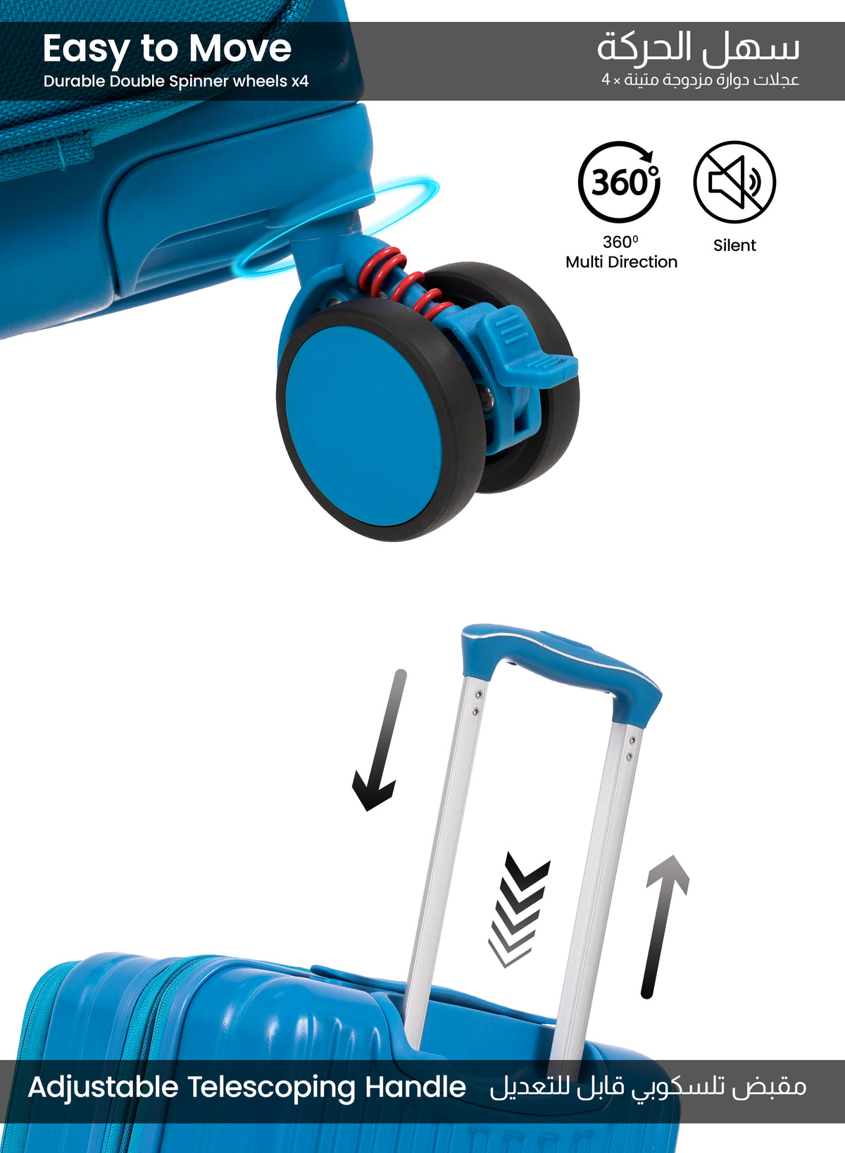 Parajohn ZENO Series Front-Open Cabin Luggage | 8-Wheel Spinner ABS + Nylon Suitcase
