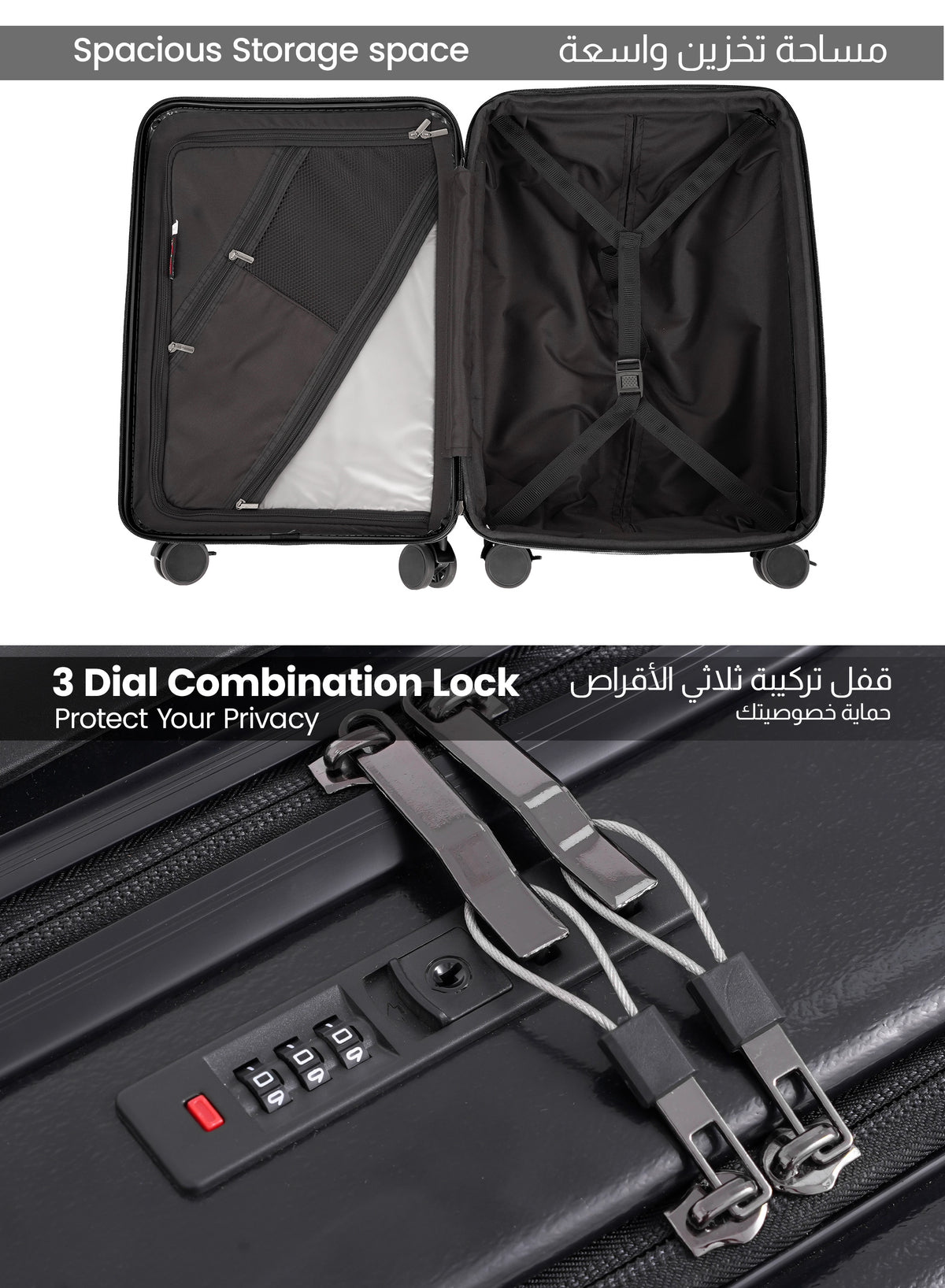 Parajohn ZENO Series Front-Open Cabin Luggage | 8-Wheel Spinner ABS + Nylon Suitcase