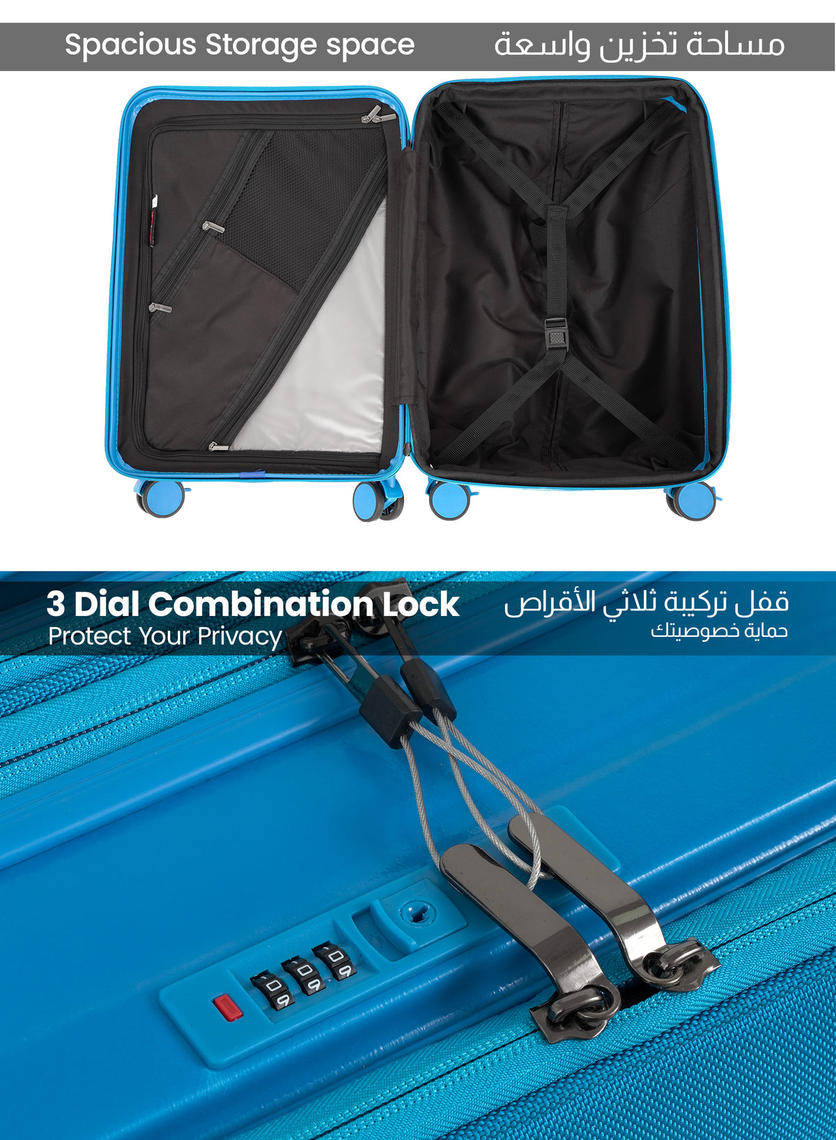 Parajohn ZENO Series Front-Open Cabin Luggage | 8-Wheel Spinner ABS + Nylon Suitcase