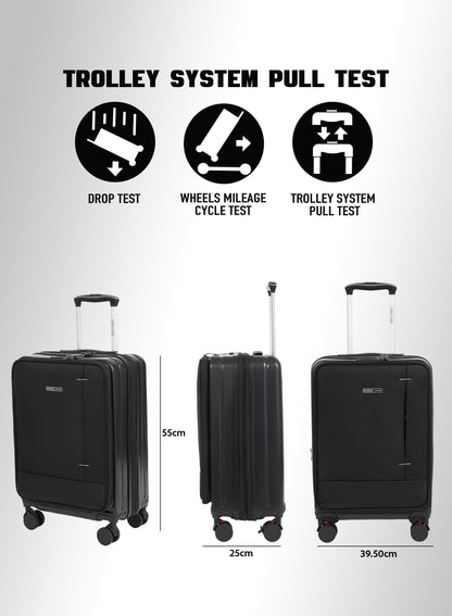 Parajohn Front Open Cabin Size 20 inches luggage with Premium ABS +Nylon Material- 55 cms carrying 10kg|8 Wheels Hard Sided Trolley