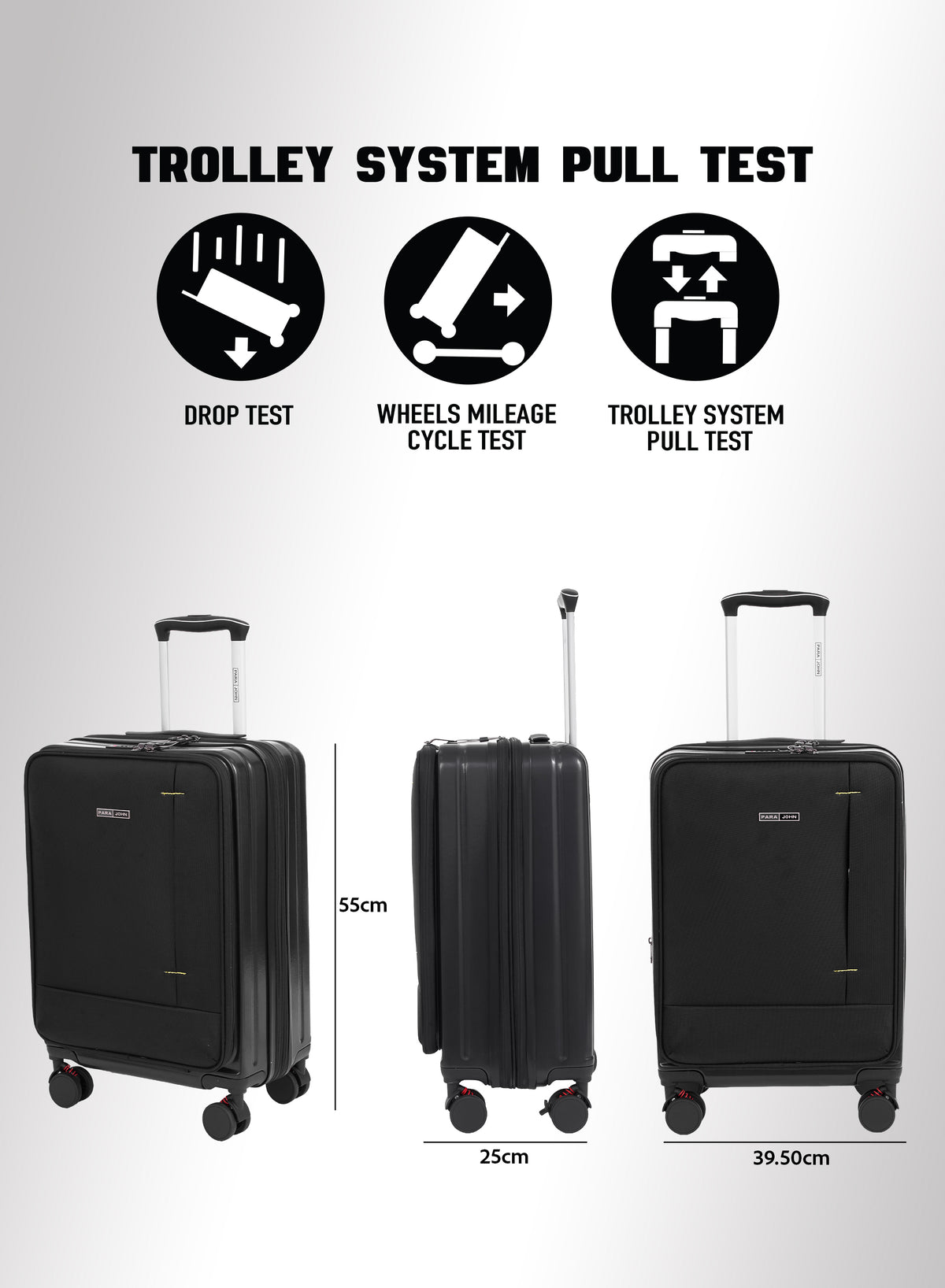 Parajohn ZENO Series Front-Open Cabin Luggage | 8-Wheel Spinner ABS + Nylon Suitcase