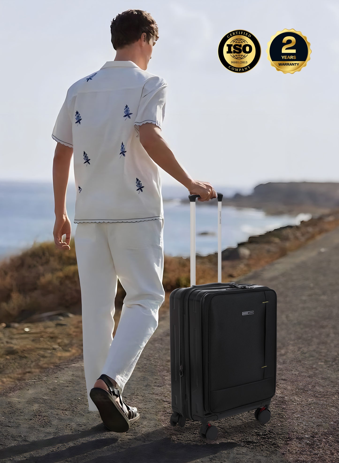 Parajohn Front Open Cabin Size 20 inches luggage with Premium ABS +Nylon Material- 55 cms carrying 10kg|8 Wheels Hard Sided Trolley