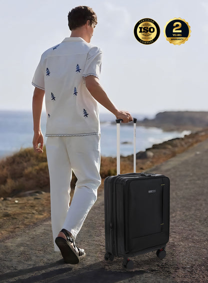 Parajohn Front Open Cabin Size 20 inches luggage with Premium ABS +Nylon Material- 55 cms carrying 10kg|8 Wheels Hard Sided Trolley