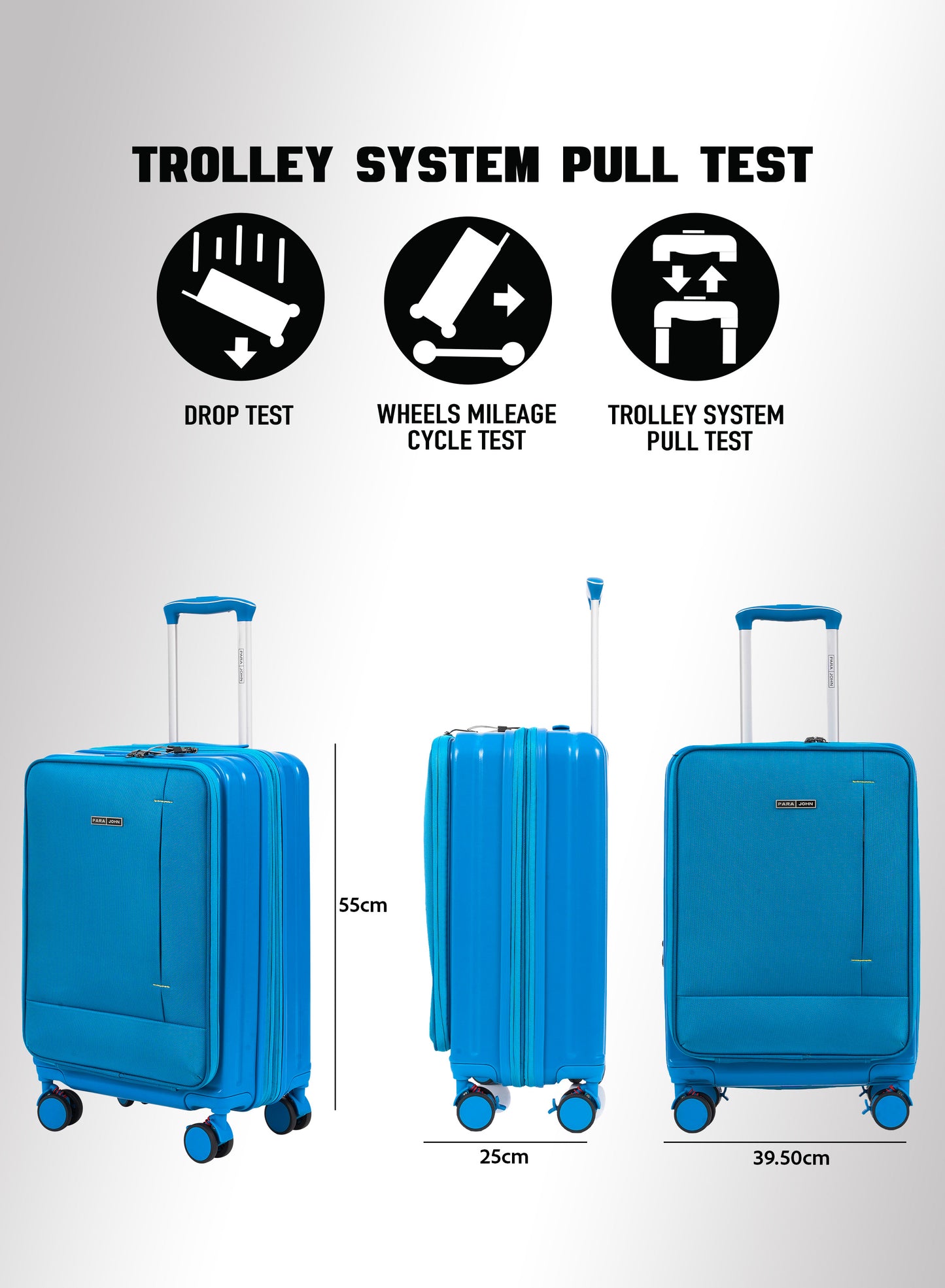 Parajohn Front Open Cabin Size 20 inches luggage with Premium ABS +Nylon Material- 55 cms carrying 10kg|8 Wheels Hard Sided Trolley