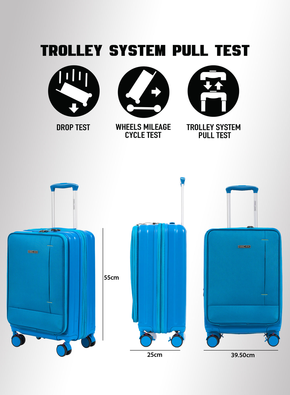 Parajohn ZENO Series Front-Open Cabin Luggage | 8-Wheel Spinner ABS + Nylon Suitcase