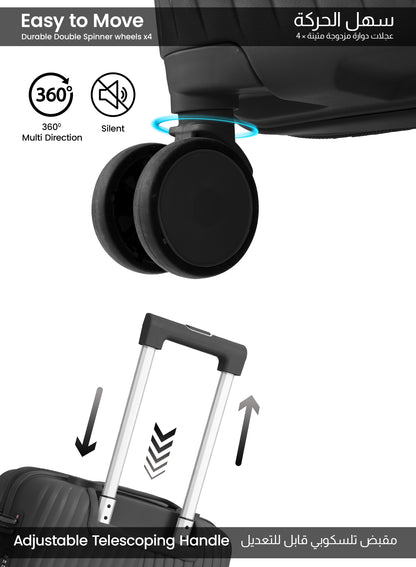 Parajohn Vibra 1 Piece Cabin Size 20 inches Polypropylene Luggage Trolley 55cm