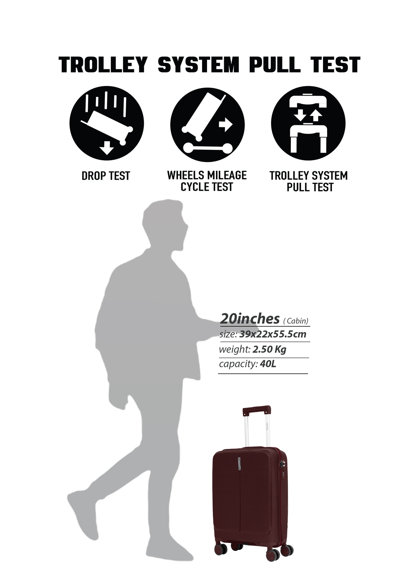 Parajohn Torvio 1 Piece 20 inches Cabin Size Polypropylene Luggage Trolley 55cm