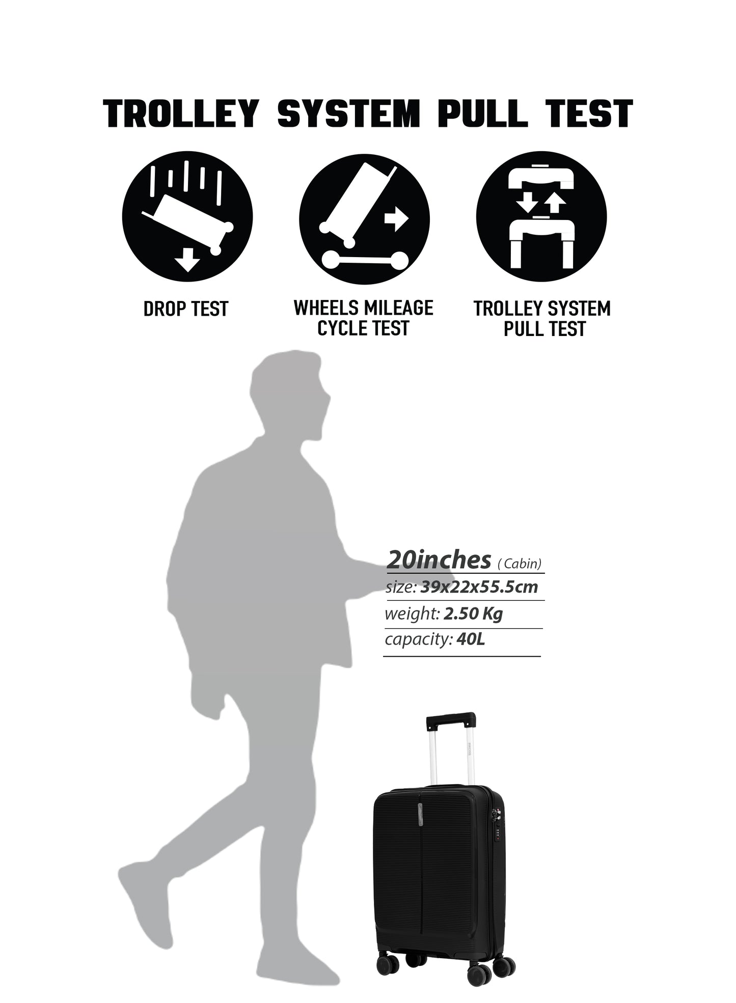 Parajohn Torvio 1 Piece 20 inches Cabin Size Polypropylene Luggage Trolley 55cm