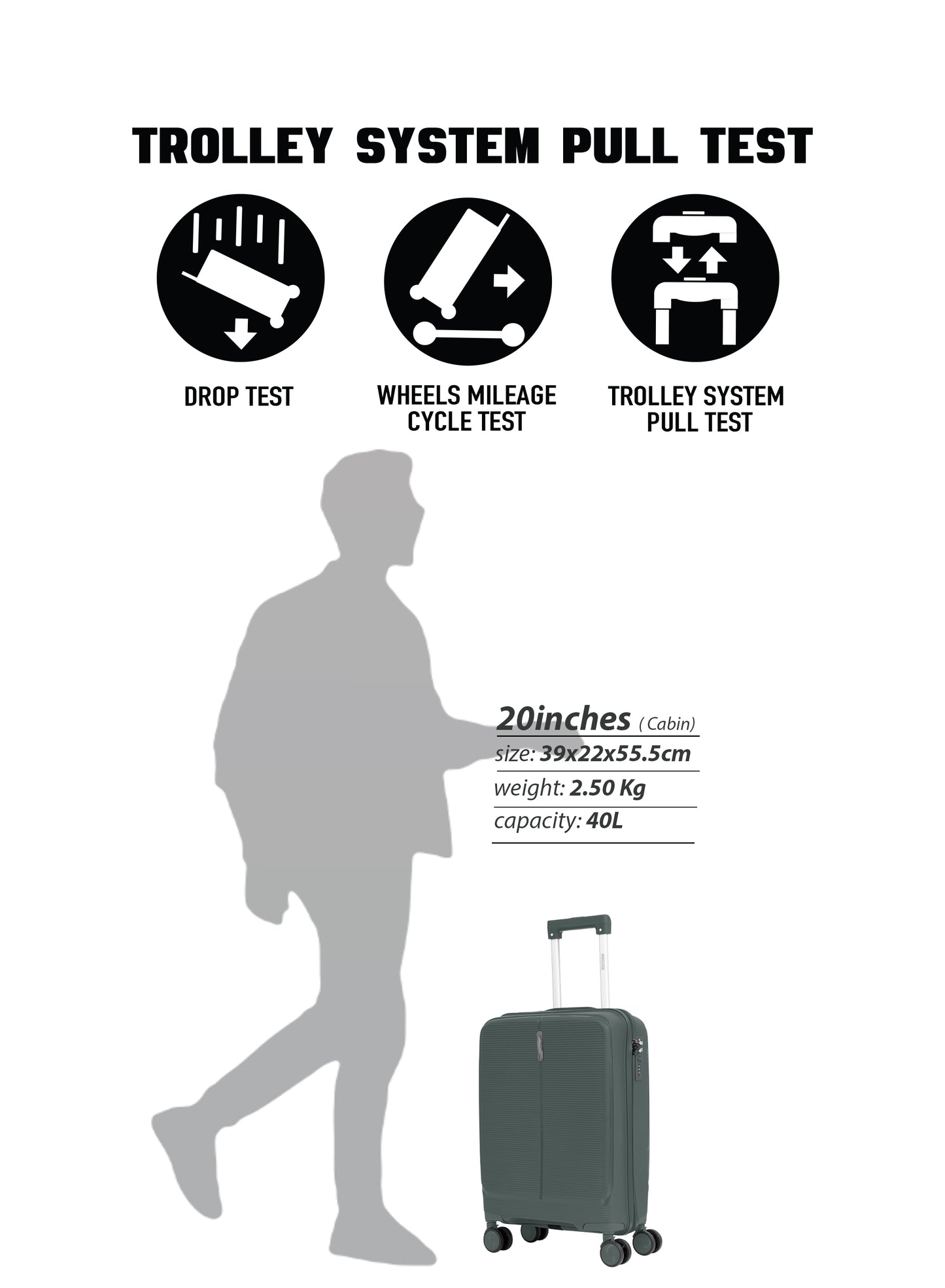 Parajohn Torvio 1 Piece 20 inches Cabin Size Polypropylene Luggage Trolley 55cm