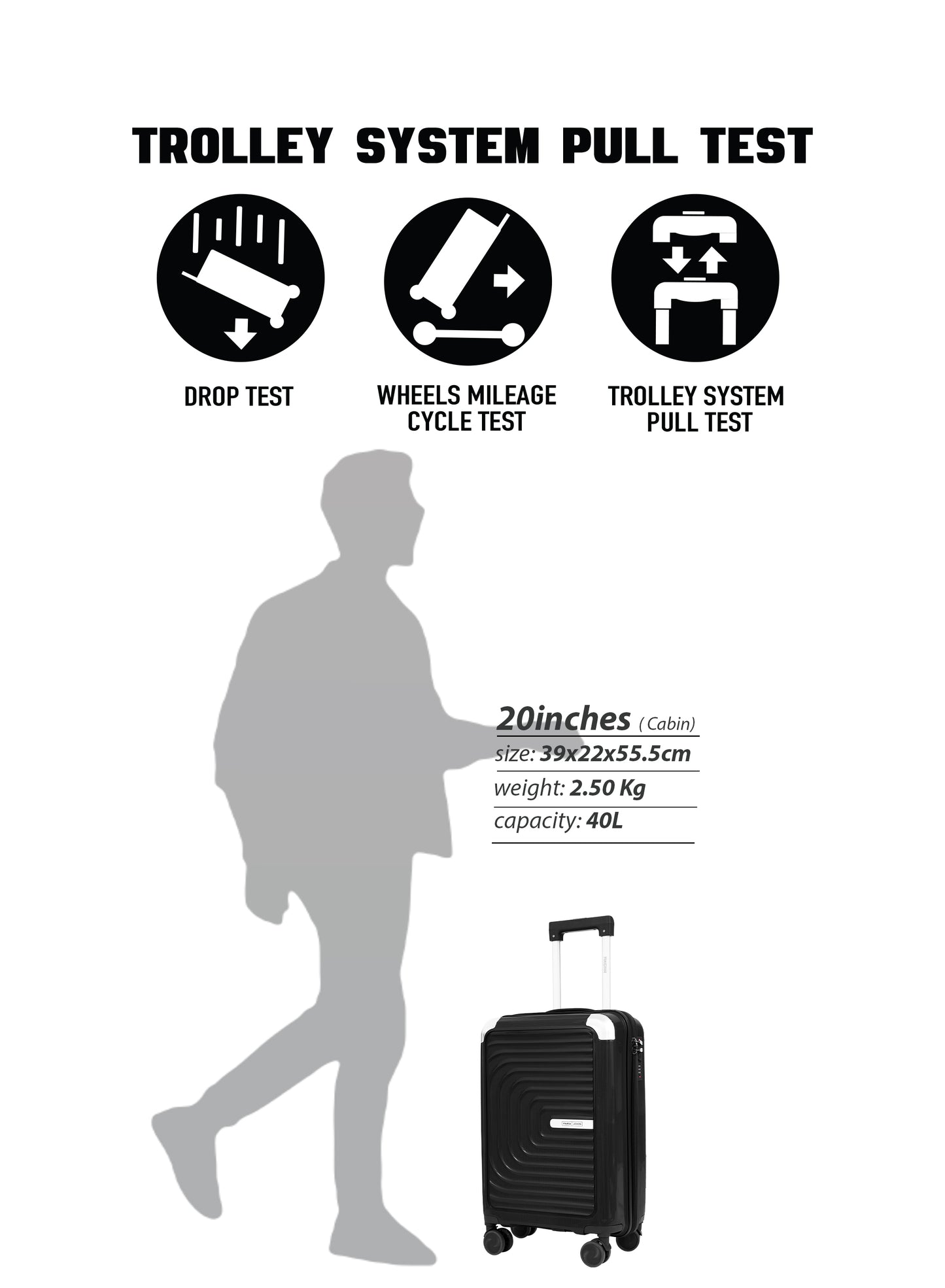 Parajohn Boltrix 1 Piece Cabin Size 20 inches Polypropylene Luggage Trolley 55cm