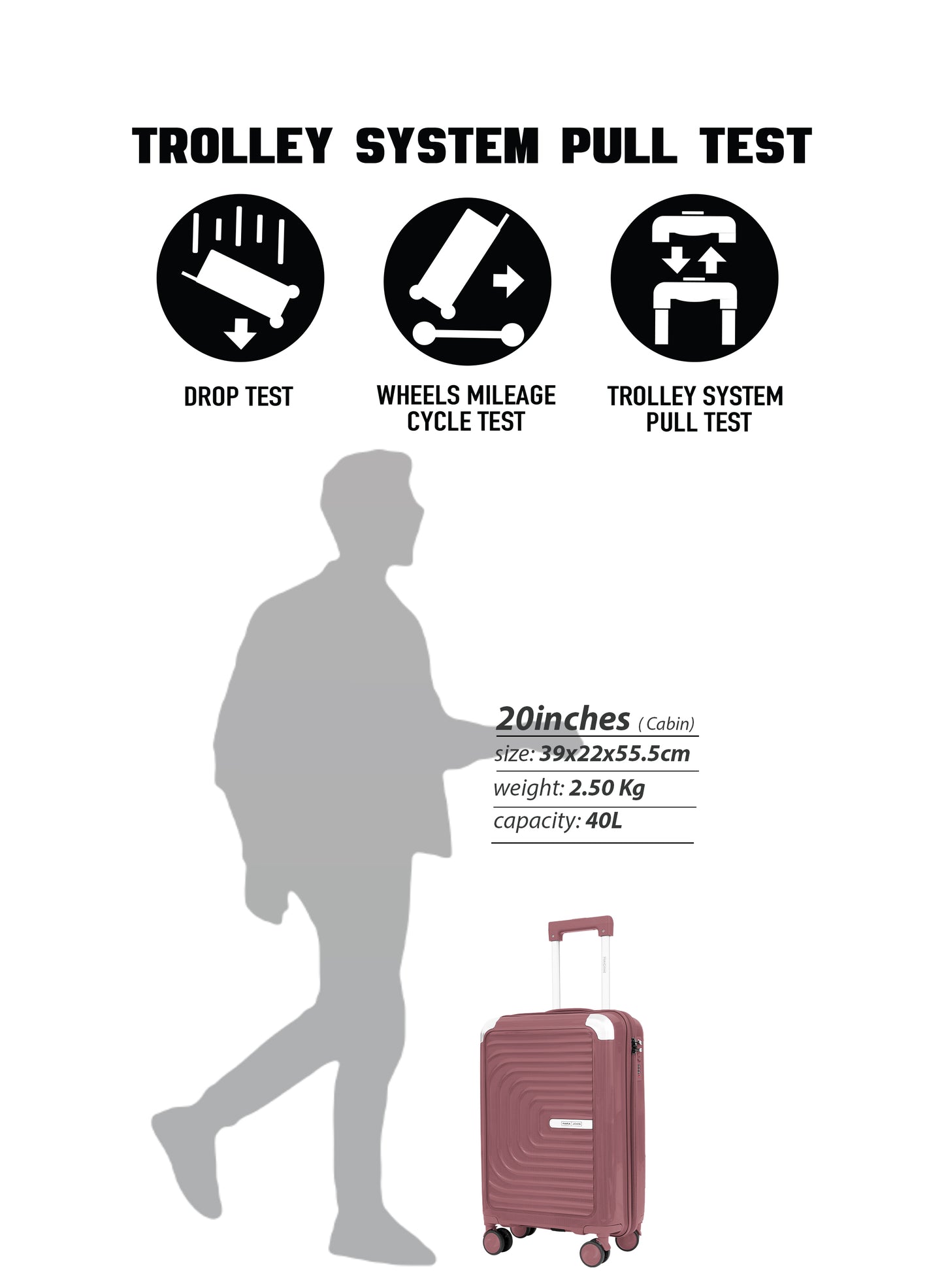 Parajohn Boltrix 1 Piece Cabin Size 20 inches Polypropylene Luggage Trolley 55cm