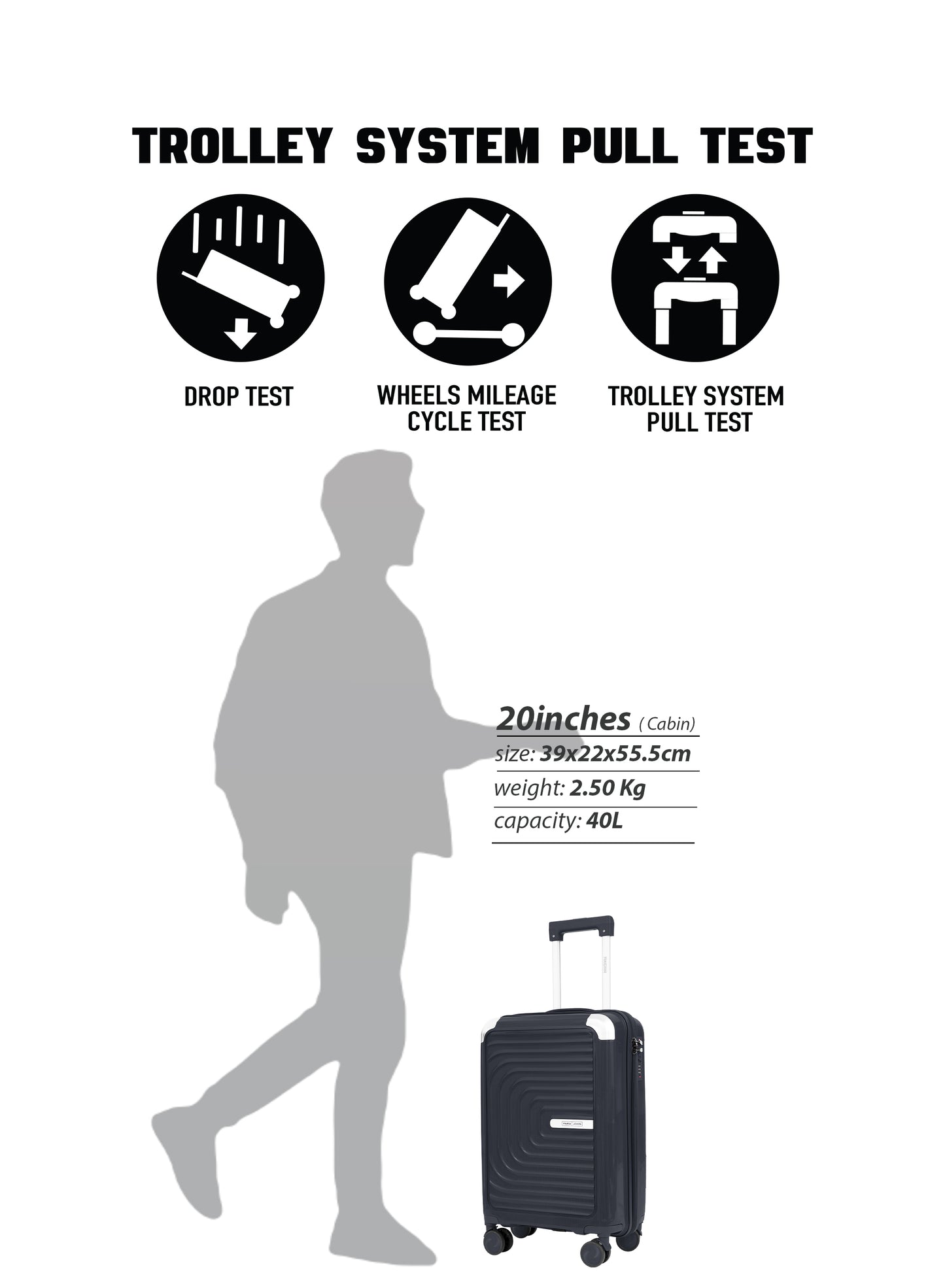 Parajohn Boltrix 1 Piece Cabin Size 20 inches Polypropylene Luggage Trolley 55cm