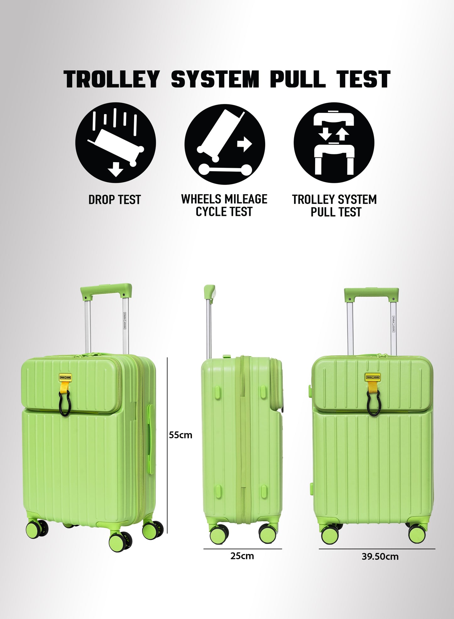 Parajohn VerDex Cabin Size 20 inches luggage with Premium Polycarbonate PC Material- 57 cms carrying 10kg|8 Wheels Hard Sided Trolley