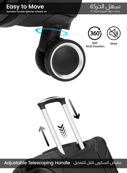 Parajohn Crista Series Set of 2 Luggage | Lightweight Small 10KG & Large 30KG ABS 8 Wheels Trolley Hardsided Travel Suitcase PARA JOHN