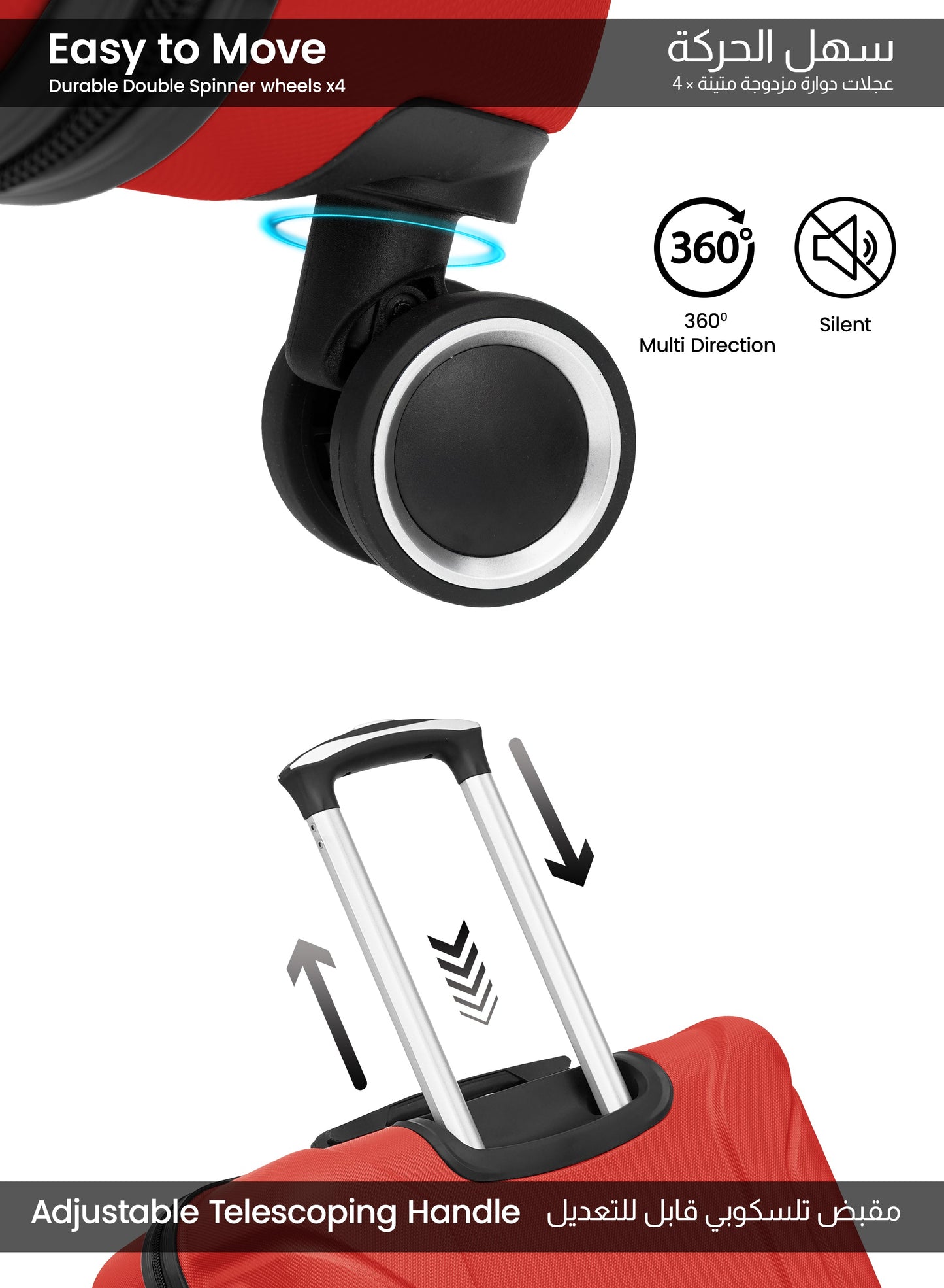 Parajohn Crista Series Set of 2 Luggage | Lightweight Small 10KG & Large 30KG ABS 8 Wheels Trolley Hardsided Travel Suitcase PARA JOHN