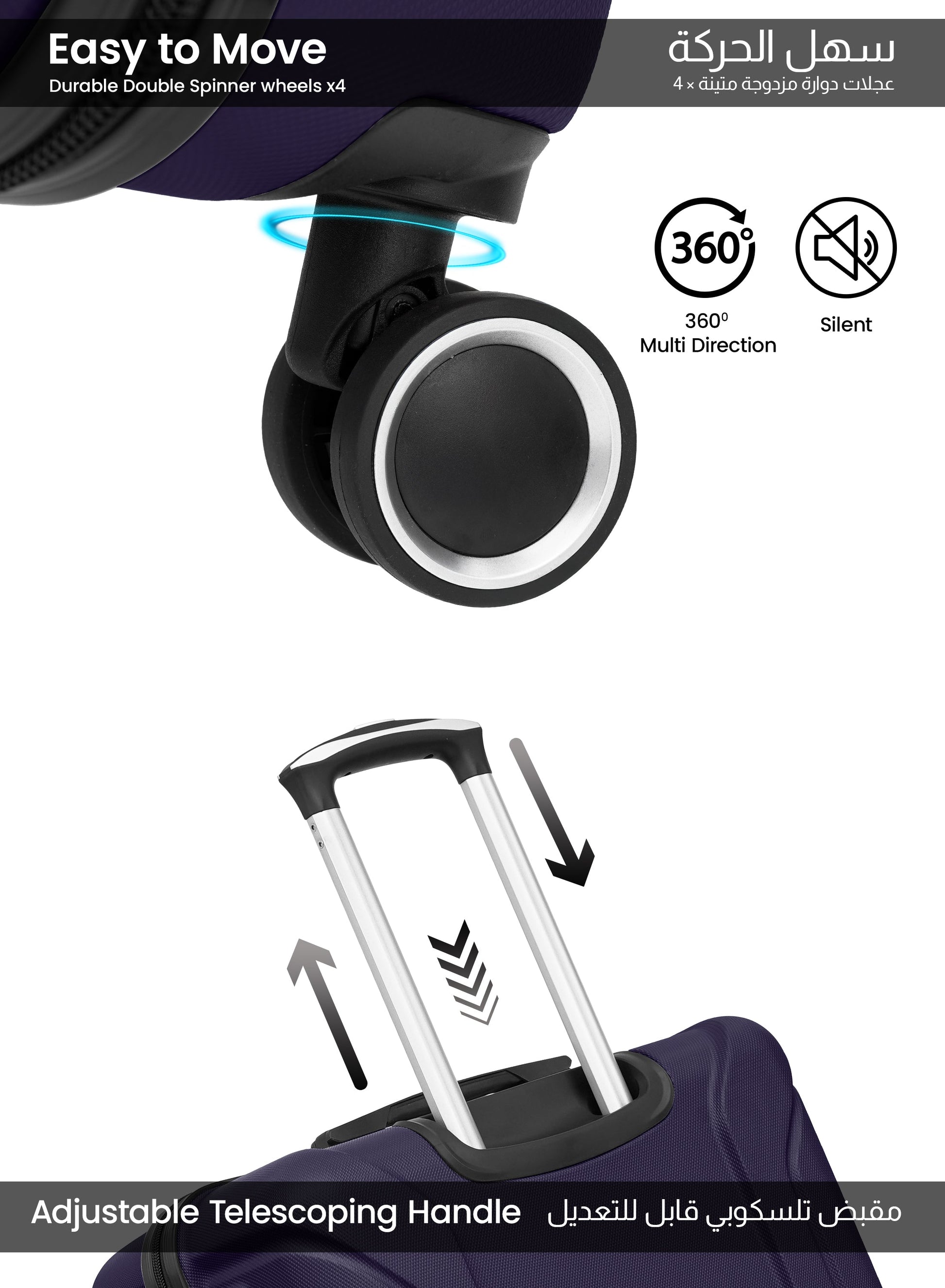 Parajohn Crista Series Set of 2 Luggage | Lightweight Small 10KG & Large 30KG ABS 8 Wheels Trolley Hardsided Travel Suitcase PARA JOHN