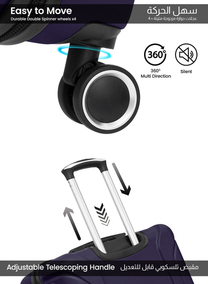 Parajohn Crista Series Set of 2 Luggage | Lightweight Small 10KG & Large 30KG ABS 8 Wheels Trolley Hardsided Travel Suitcase PARA JOHN