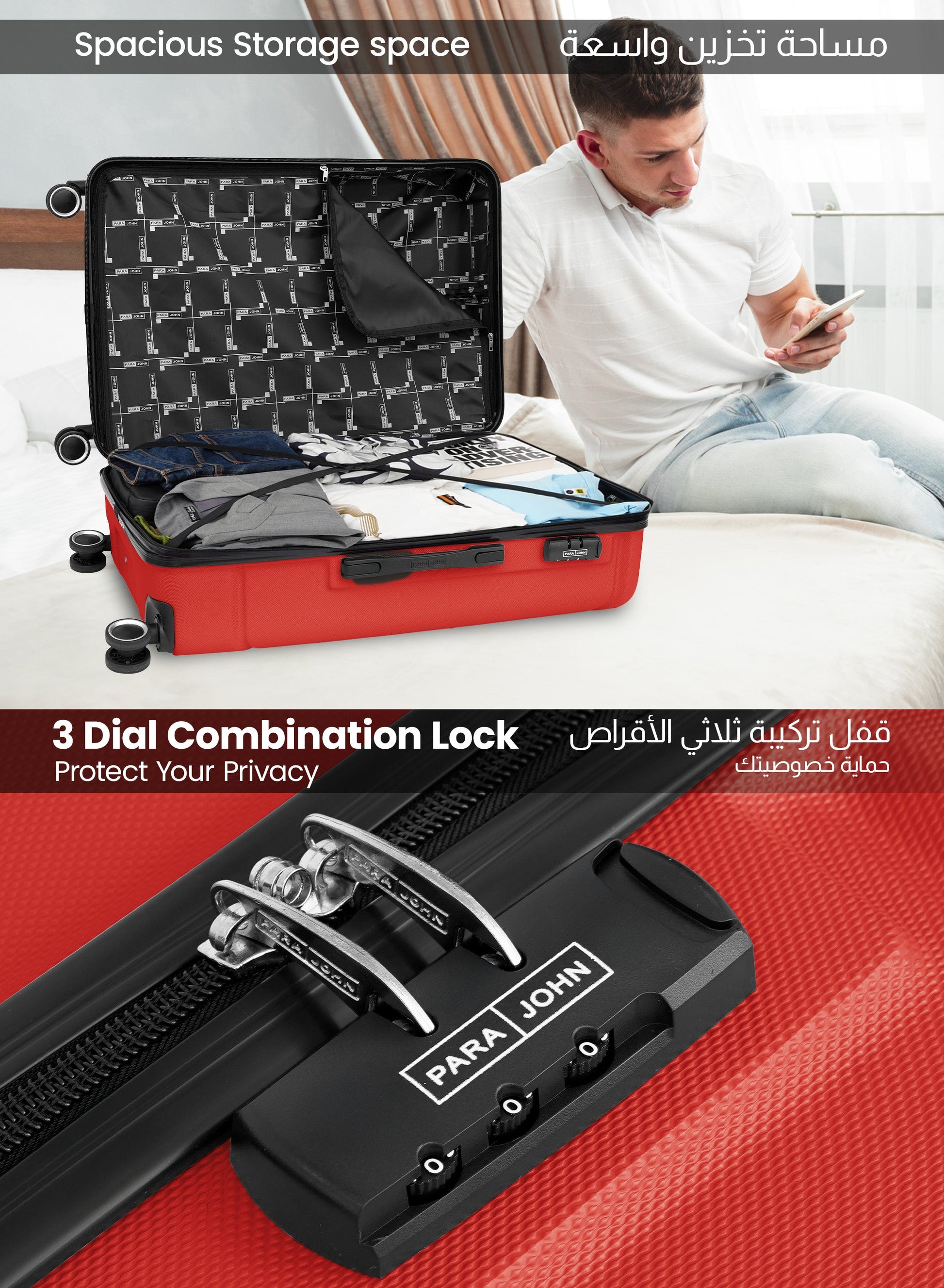 Parajohn Crista Series Set of 2 Luggage | Lightweight Small 10KG & Large 30KG ABS 8 Wheels Trolley Hardsided Travel Suitcase PARA JOHN