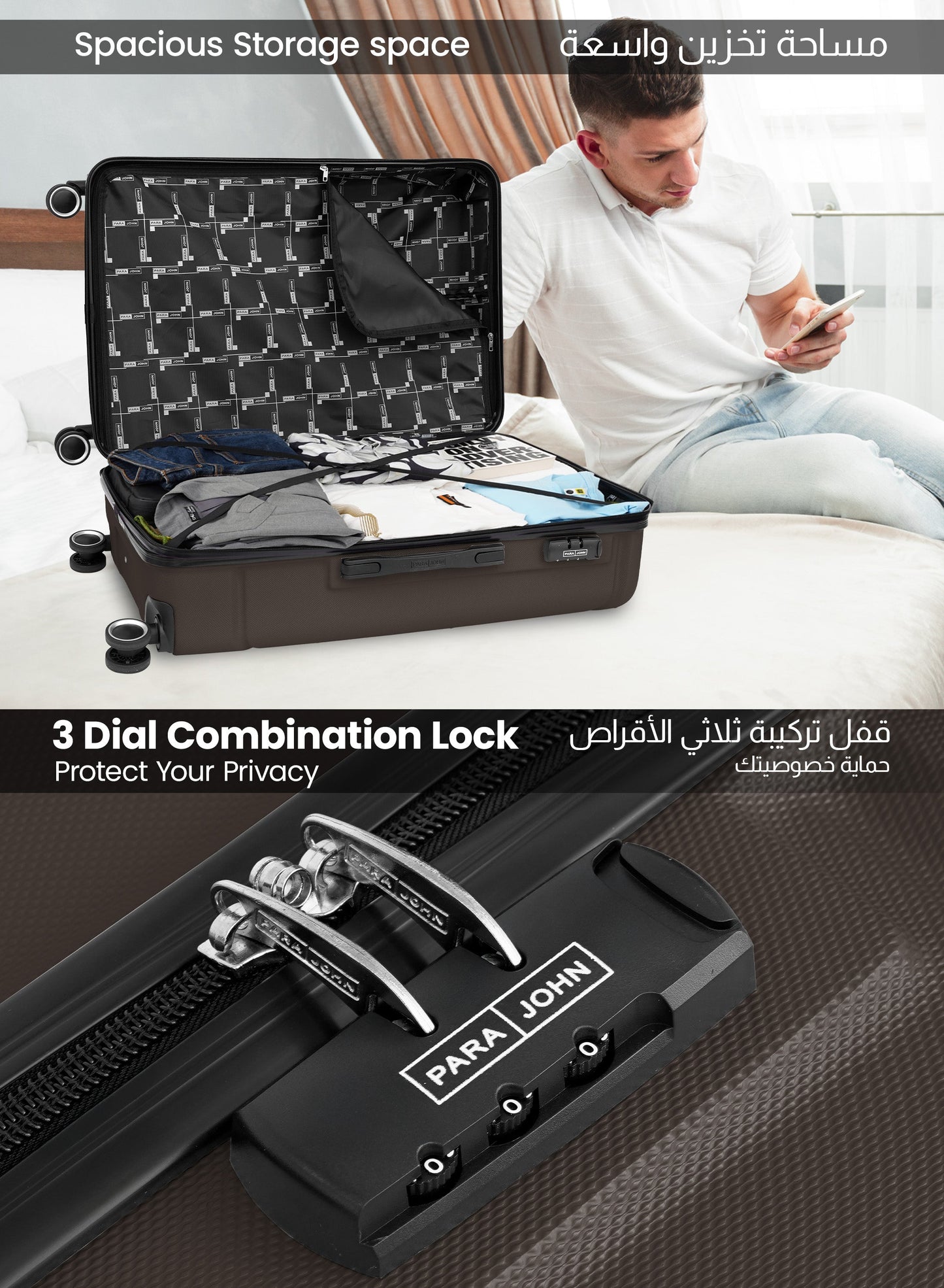 Parajohn Crista Series Set of 2 Luggage | Lightweight Small 10KG & Large 30KG ABS 8 Wheels Trolley Hardsided Travel Suitcase PARA JOHN