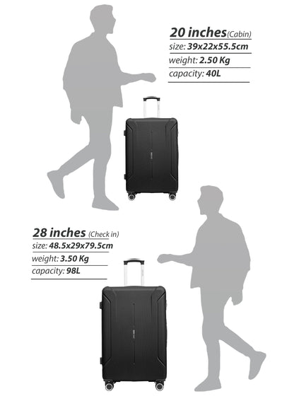 Parajohn Crista Series Set of 2 Luggage | Lightweight Small 10KG & Large 30KG ABS 8 Wheels Trolley Hardsided Travel Suitcase PARA JOHN