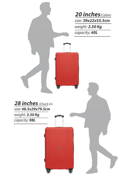 Parajohn Crista Series Set of 2 Luggage | Lightweight Small 10KG & Large 30KG ABS 8 Wheels Trolley Hardsided Travel Suitcase PARA JOHN