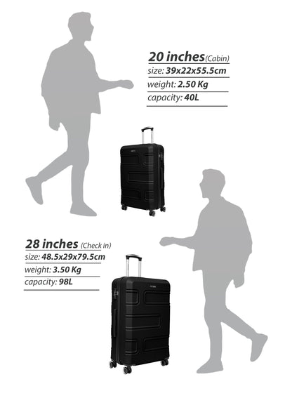 Parajohn Brickbox Series Set of 2 Luggage | Lightweight Small 10KG & Large 30KG ABS 8 Wheels Trolley Hardsided Travel Suitcase PARA JOHN