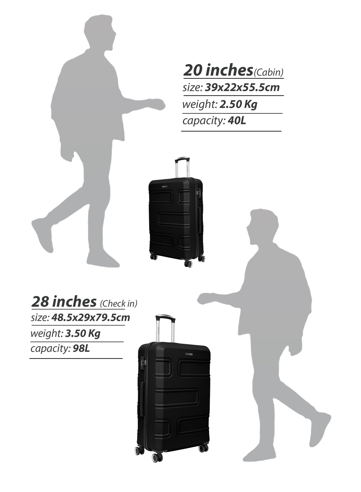Parajohn Brickbox 20" Small Cabin Luggage – 8-Wheel ABS Hard-Sided Trolley, Lightweight 10KG Travel Suitcase for Easy Mobility  PARAJOHN UAE