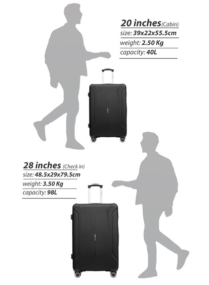 Crista 20 inch 8 Wheels Small 10 KG Cabin Size ABS Hard Side Luggage Trolley