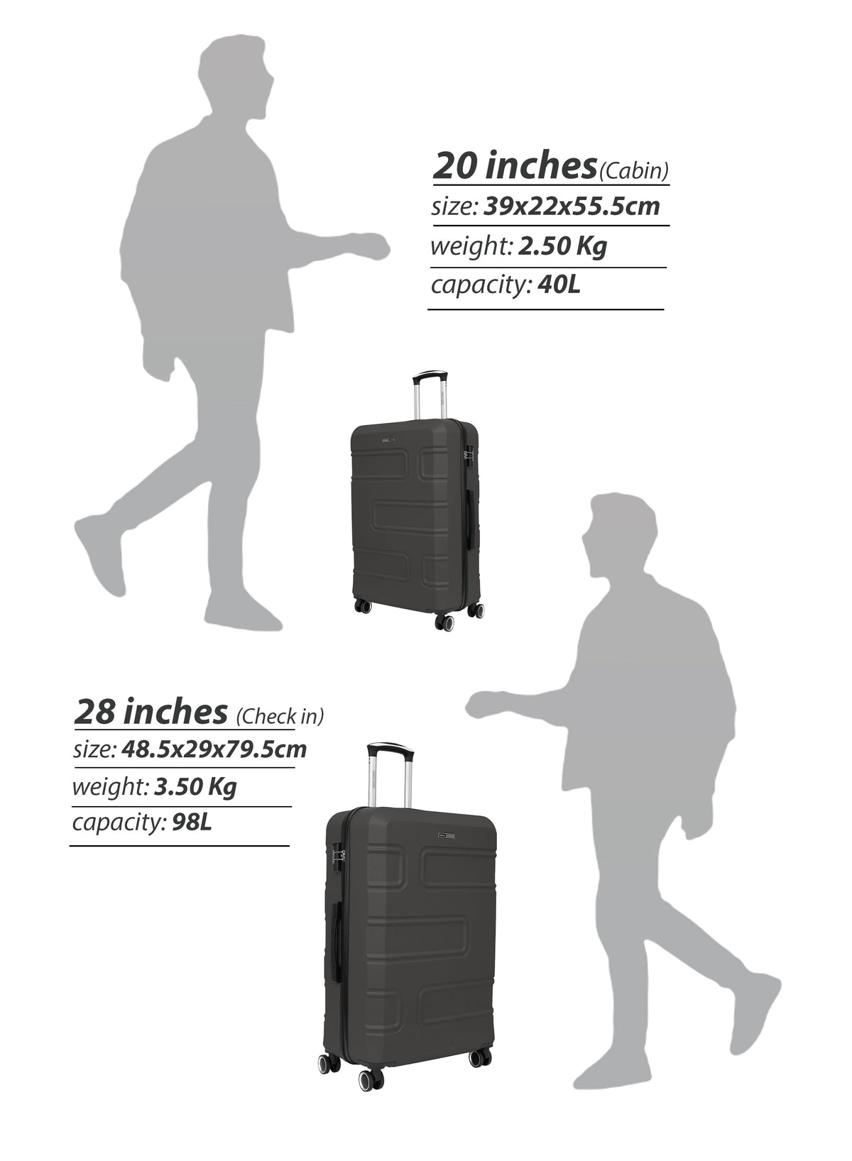 Parajohn Brickbox 20" Small Cabin Luggage – 8-Wheel ABS Hard-Sided Trolley, Lightweight 10KG Travel Suitcase for Easy Mobility  PARAJOHN UAE