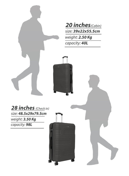 Parajohn Brickbox Series Set of 2 Luggage | Lightweight Small 10KG & Large 30KG ABS 8 Wheels Trolley Hardsided Travel Suitcase PARA JOHN