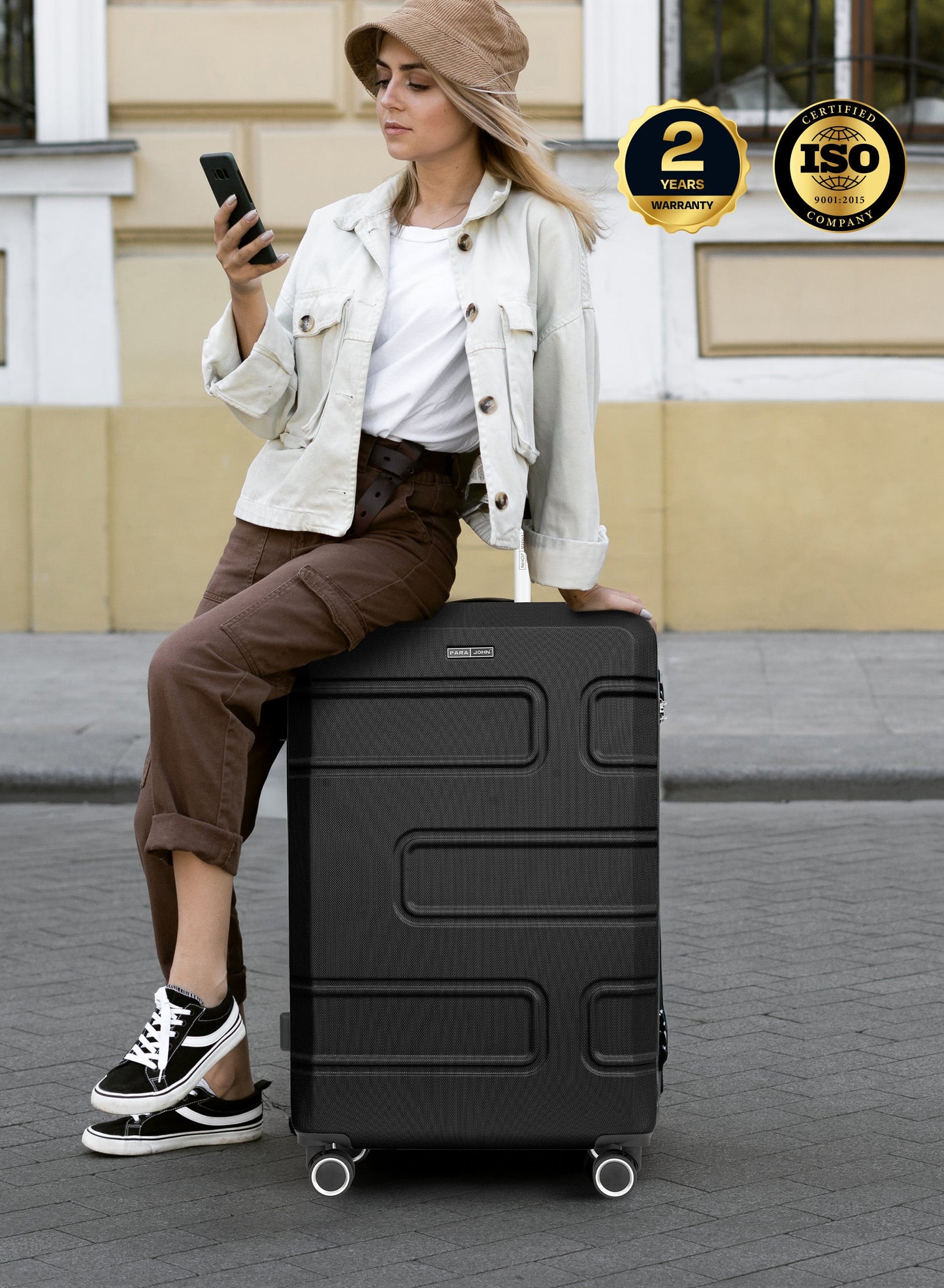 Parajohn Brickbox Series Set of 2 Luggage | Lightweight Small 10KG & Large 30KG ABS 8 Wheels Trolley Hardsided Travel Suitcase PARA JOHN