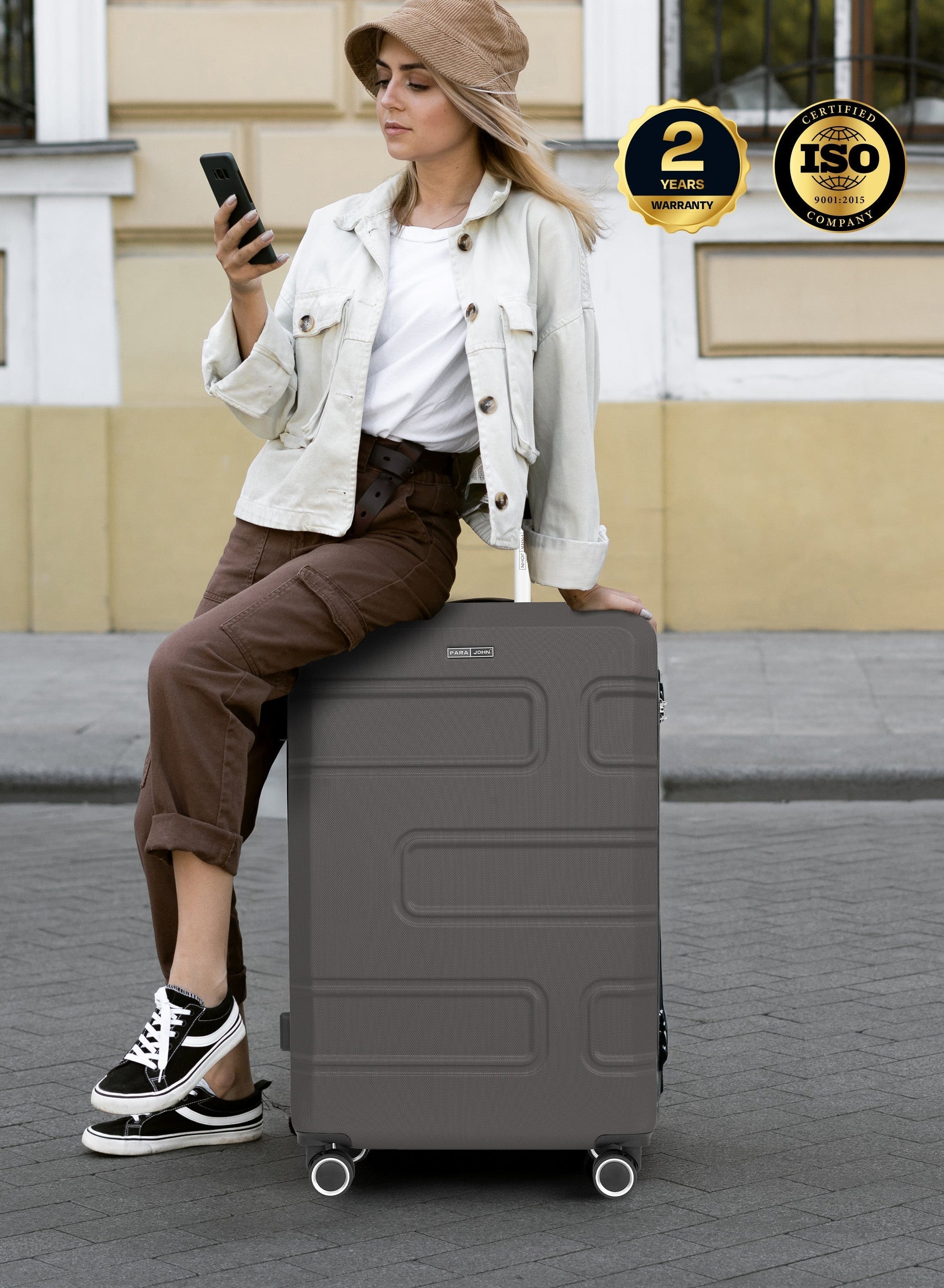 Parajohn Brickbox Series Set of 2 Luggage | Lightweight Small 10KG & Large 30KG ABS 8 Wheels Trolley Hardsided Travel Suitcase PARA JOHN