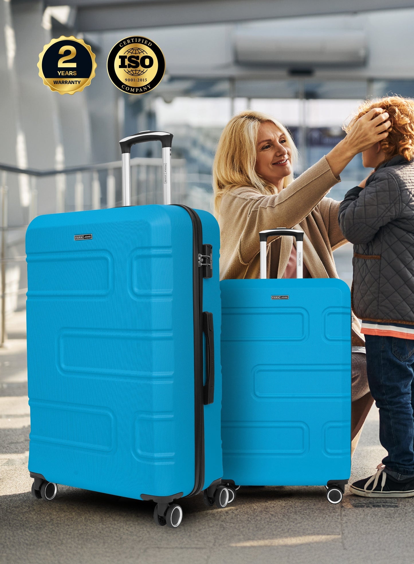 Parajohn Brickbox Series Set of 2 Luggage | Lightweight Small 10KG & Large 30KG ABS 8 Wheels Trolley Hardsided Travel Suitcase PARA JOHN