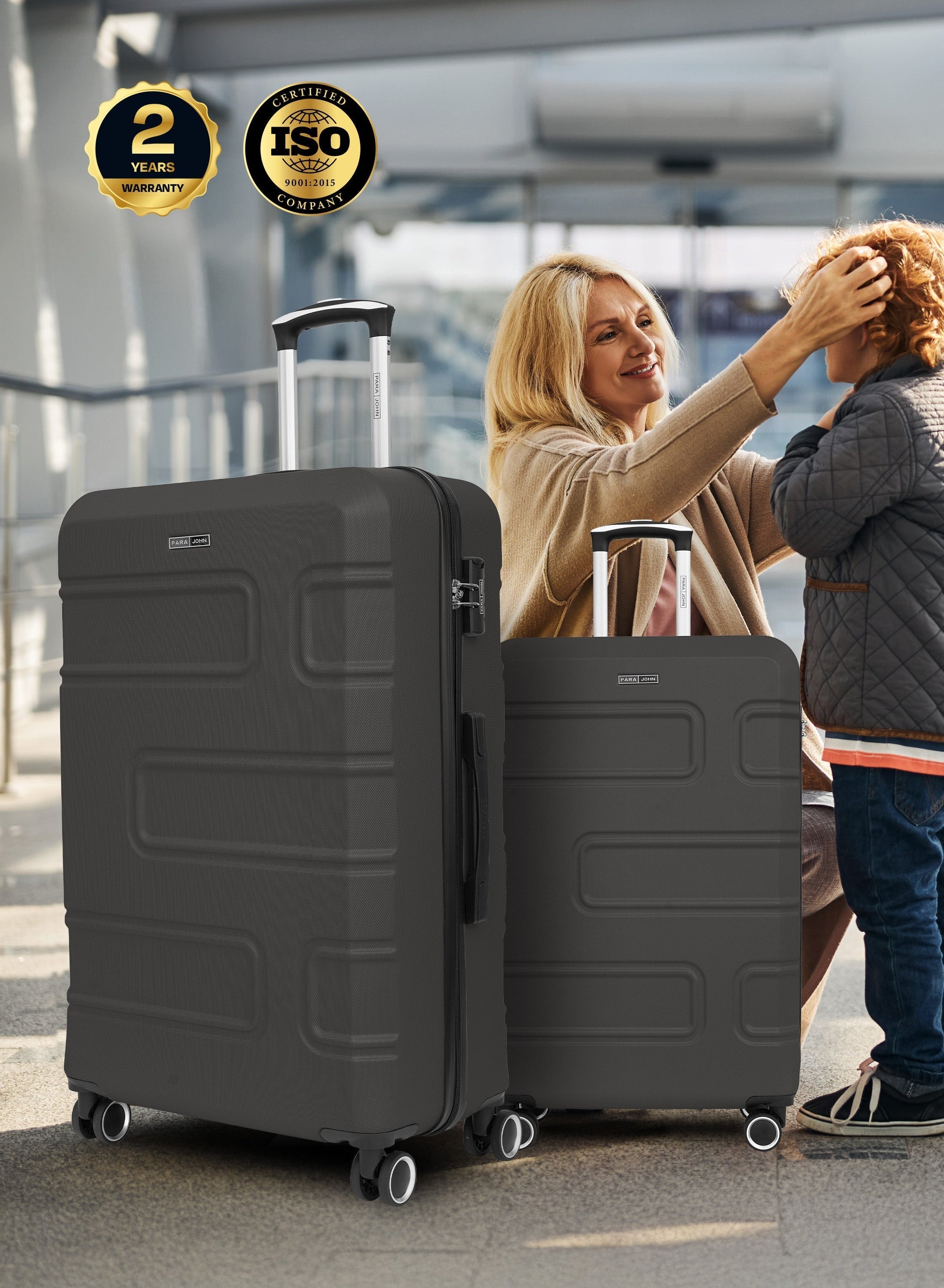 Parajohn Brickbox Series Set of 2 Luggage | Lightweight Small 10KG & Large 30KG ABS 8 Wheels Trolley Hardsided Travel Suitcase PARA JOHN