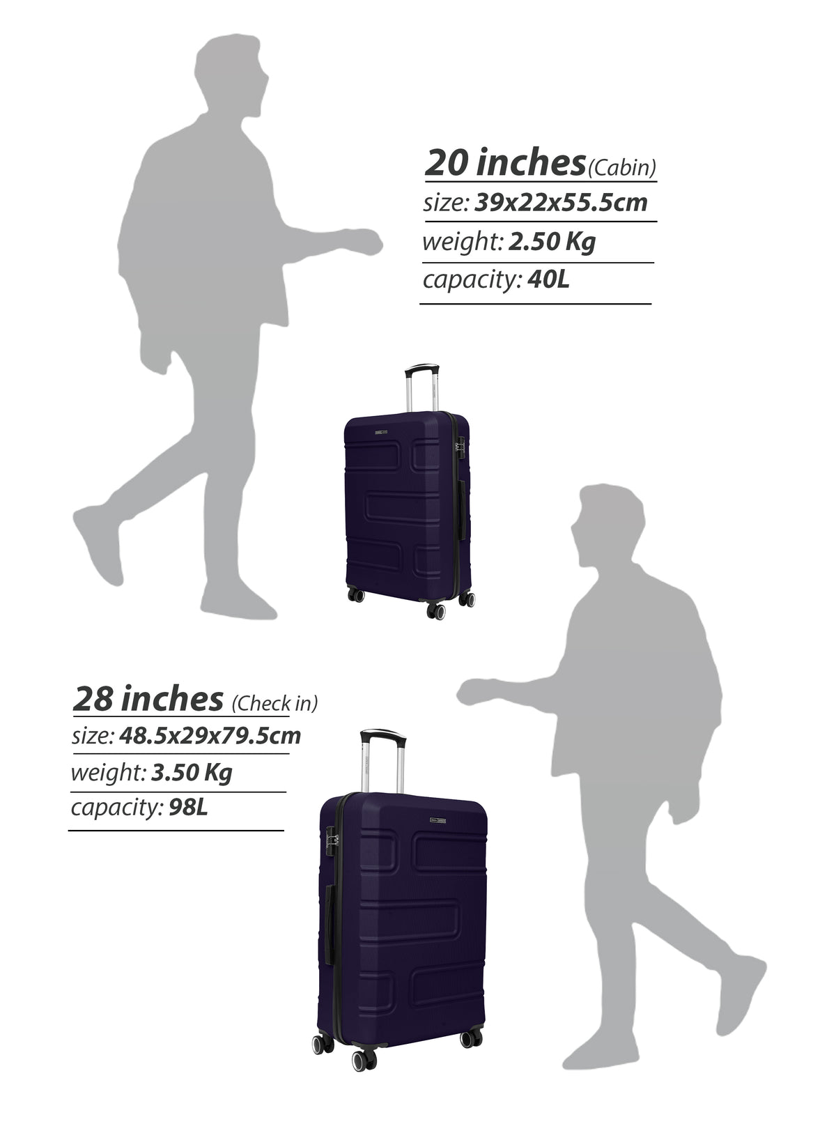 Parajohn Brickbox Series 20" Cabin ABS Luggage | 10KG 8-Wheel Suitcase