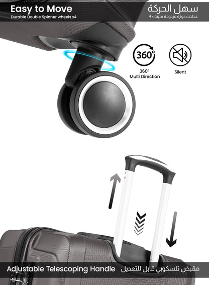 Parajohn Armorix Series Set of 2 Luggage | Lightweight Small 10KG & Large 30KG ABS 8 Wheels Trolley Hardsided Travel Suitcase