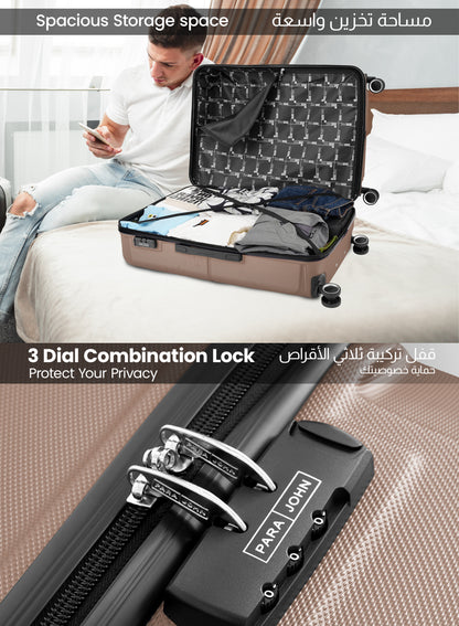 Parajohn Armorix Series Set of 2 Luggage | Lightweight Small 10KG & Large 30KG ABS 8 Wheels Trolley Hardsided Travel Suitcase