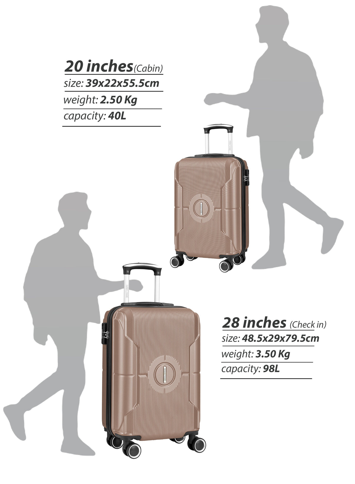 Parajohn Armorix Series Set of 2 Luggage | Lightweight Small 10KG & Large 30KG ABS 8 Wheels Trolley Hardsided Travel Suitcase  PARAJOHN UAE