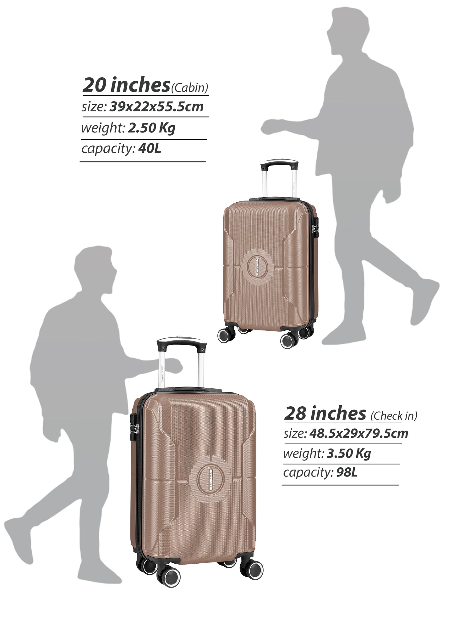 Parajohn Armorix 20 inch 8 Wheels Small 10 KG Cabin Size ABS Hard Side Luggage Trolley