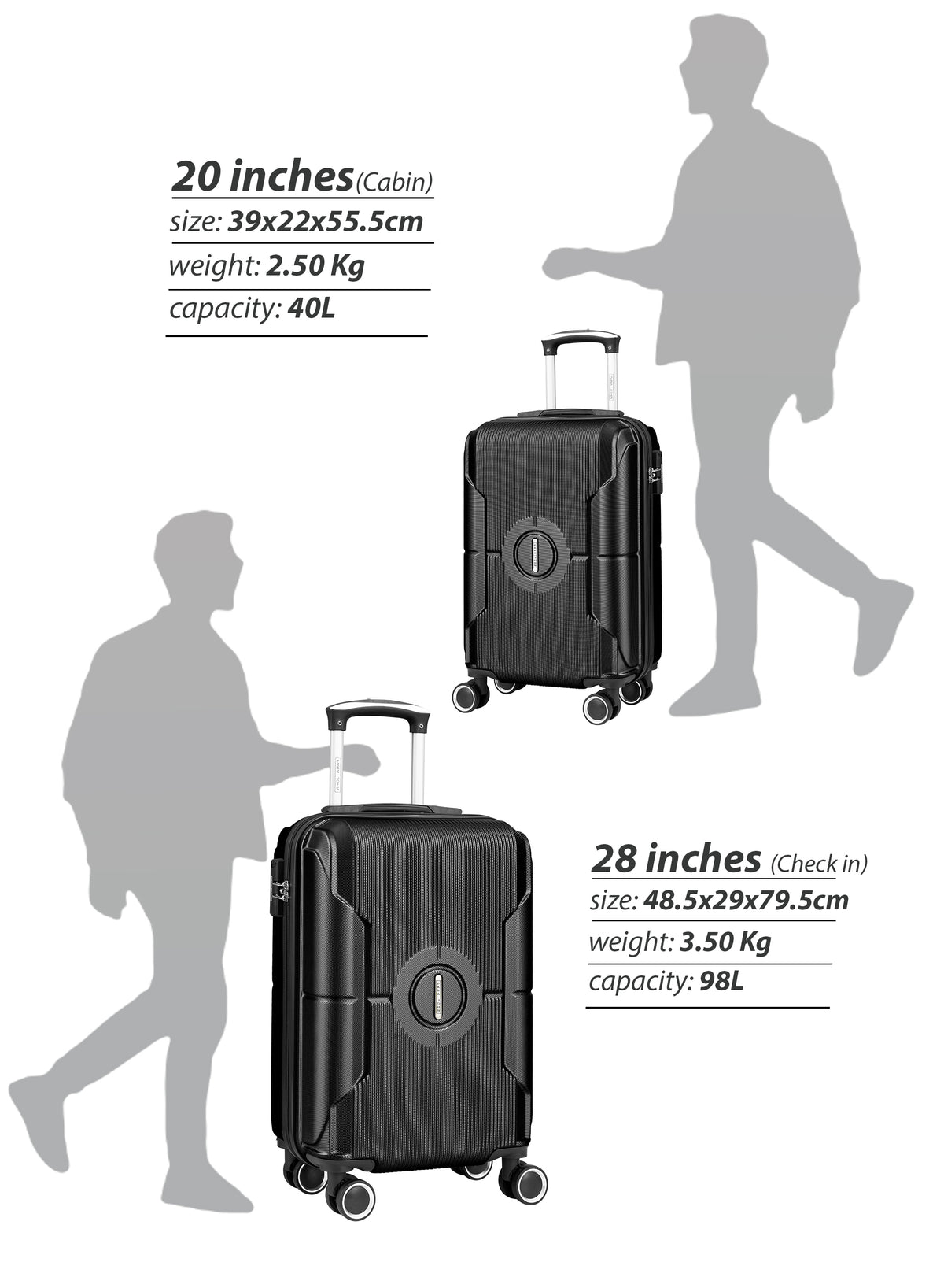 Parajohn Armorix Series 28'' Large ABS Luggage | 30KG 8-Wheel Suitcase