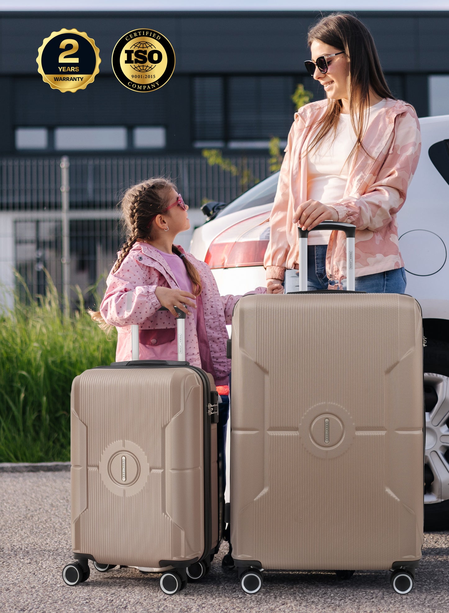 Parajohn Armorix Series Set of 2 Luggage | Lightweight Small 10KG & Large 30KG ABS 8 Wheels Trolley Hardsided Travel Suitcase