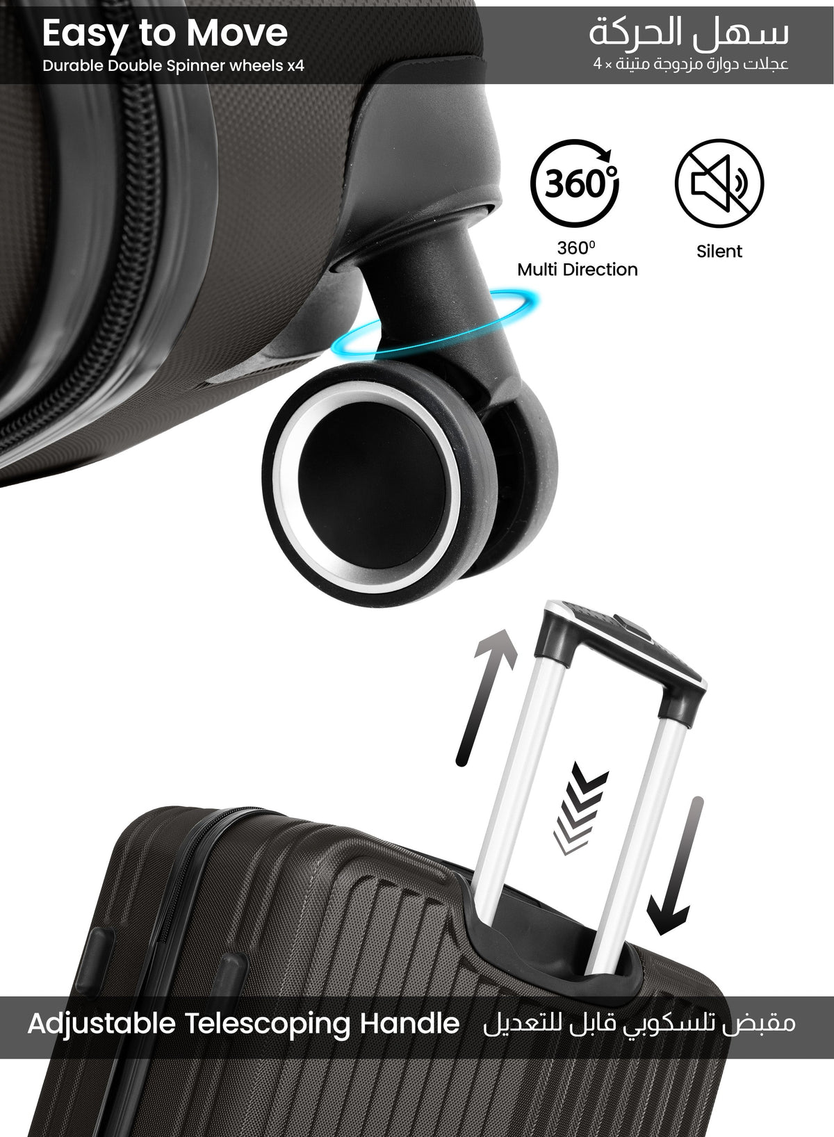 Parajohn VERTEX Series Set of 2 Luggage | Lightweight Small 10KG & Large 30KG ABS 8 Wheels Trolley Hardsided Travel Suitcase  PARAJOHN UAE