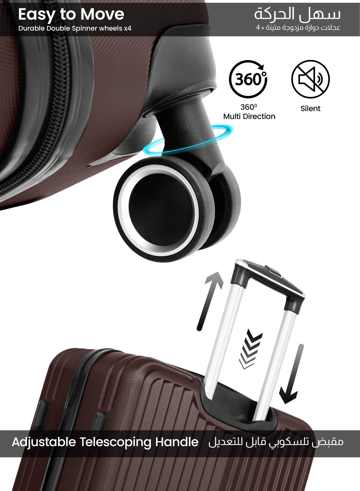 Parajohn VERTEX Series Set of 2 Luggage | Lightweight Small 10KG & Large 30KG ABS 8 Wheels Trolley Hardsided Travel Suitcase  PARAJOHN UAE