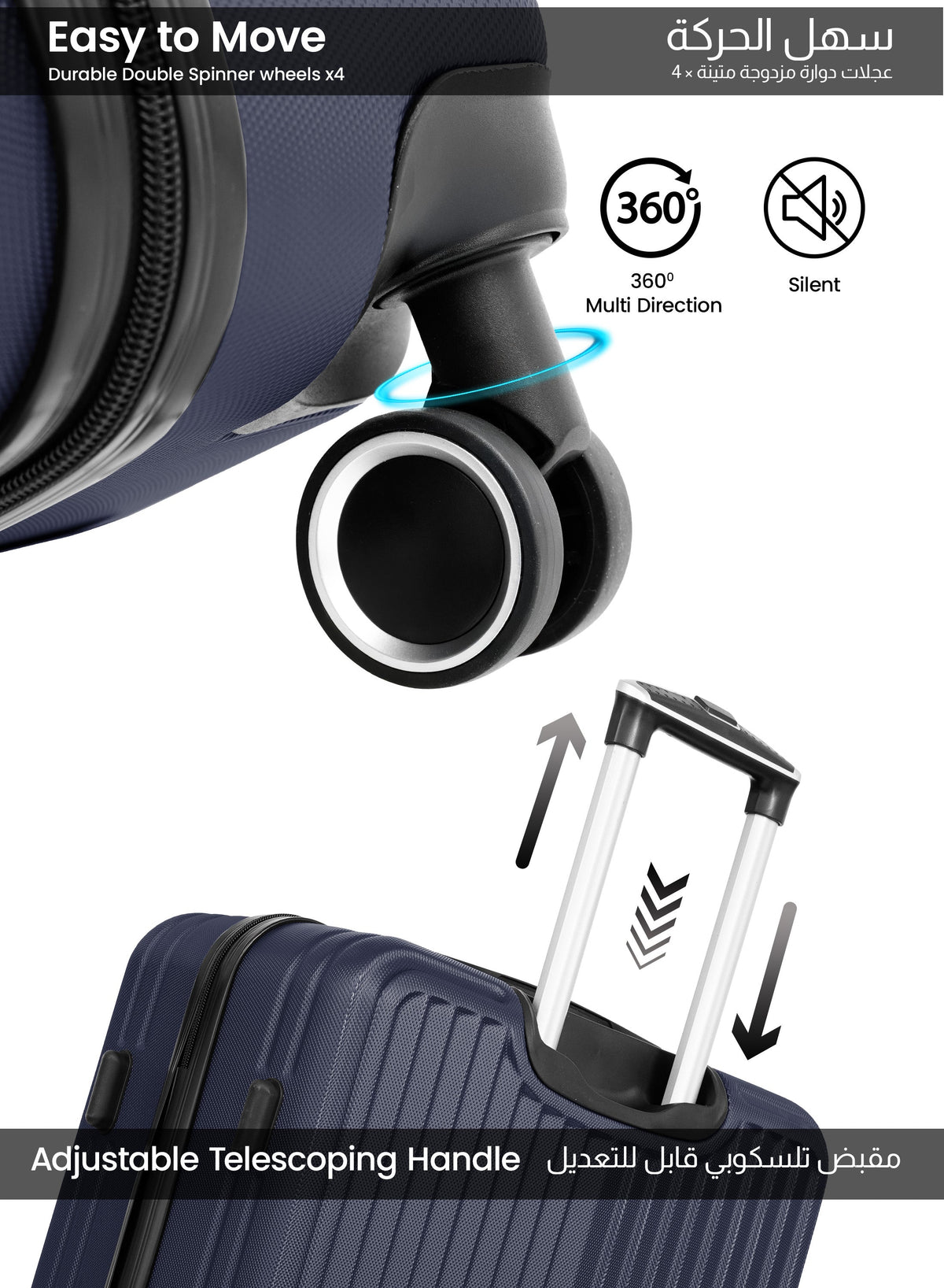 Parajohn VERTEX Series Set of 2 Luggage | Lightweight Small 10KG & Large 30KG ABS 8 Wheels Trolley Hardsided Travel Suitcase  PARAJOHN UAE