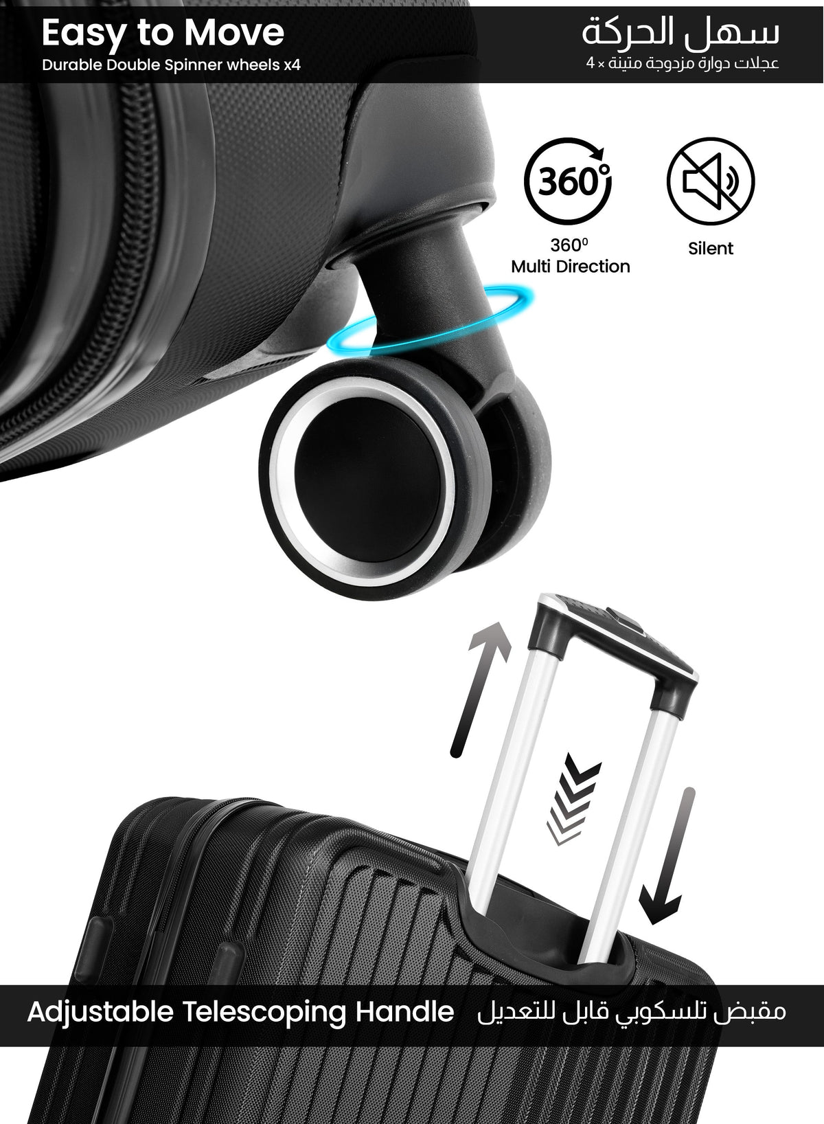 Parajohn VERTEX Series Set of 2 Luggage | Lightweight Small 10KG & Large 30KG ABS 8 Wheels Trolley Hardsided Travel Suitcase  PARAJOHN UAE